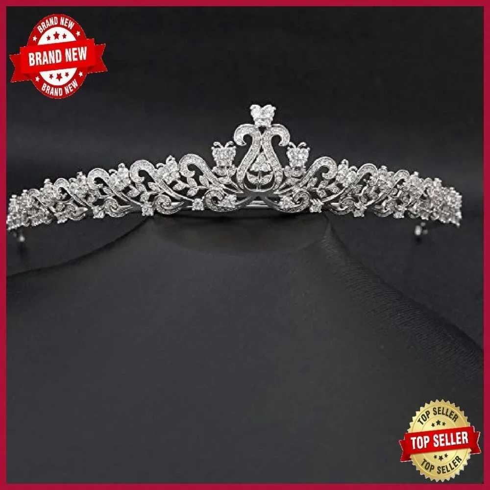 Sparkling Cubic Zirconia Tiara Hair Accessory for Weddings & Parties